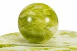 Polished Noble Serpentine Sphere with Base - Washington #327933-2